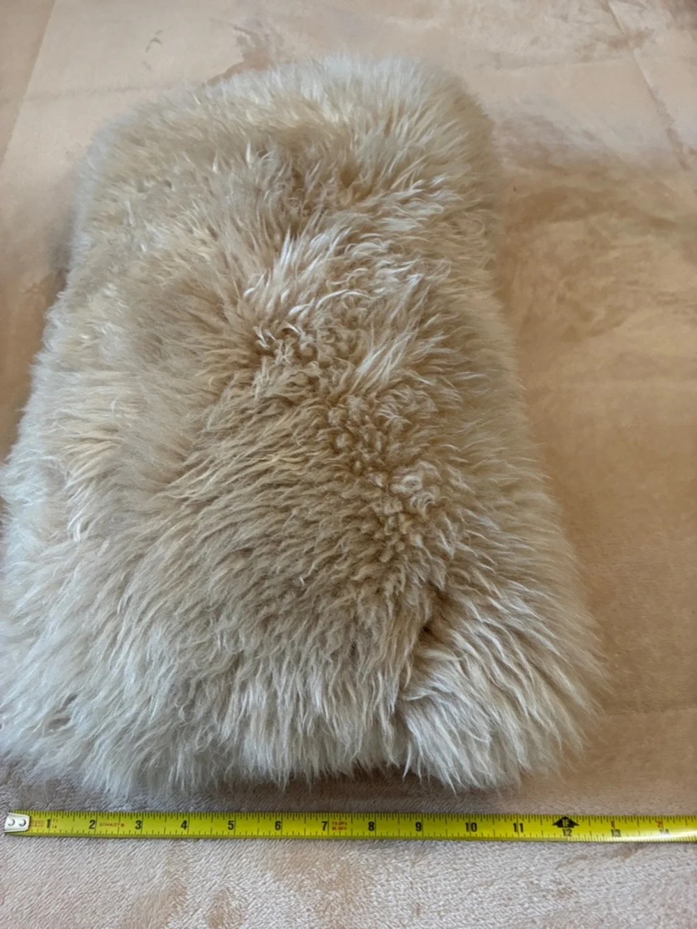 Auskin Sheepskin Long New Wool Pile Shaggy Curly Pillow Cream Accent Lumbar